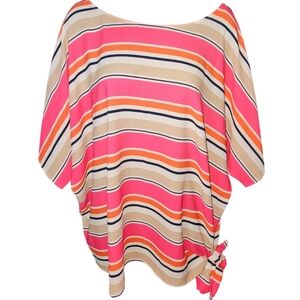 MICHAEL Michael Kors Striped Tie Hem Short Sleeve Top